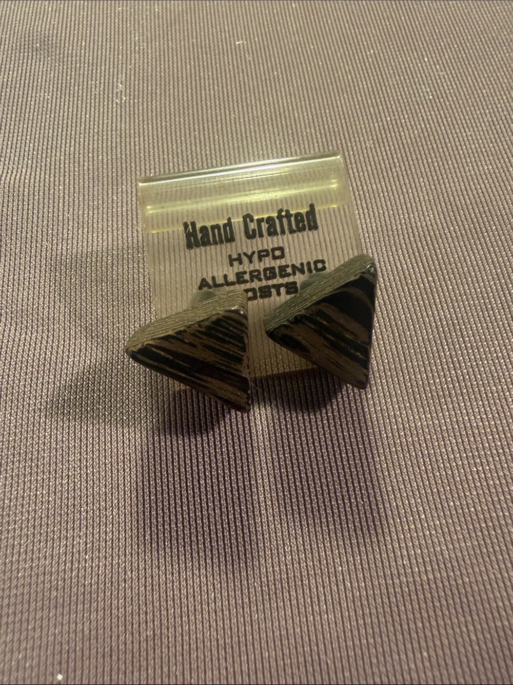 Hand Crafted Black and Brown Striped Triangle Cufflinks